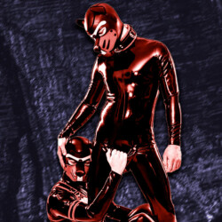 Mensch Dresscode couple puppies latex
